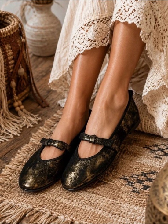 Free People Shoes - NEW Free People Mania Bow Flats in the "Bronze Age”
